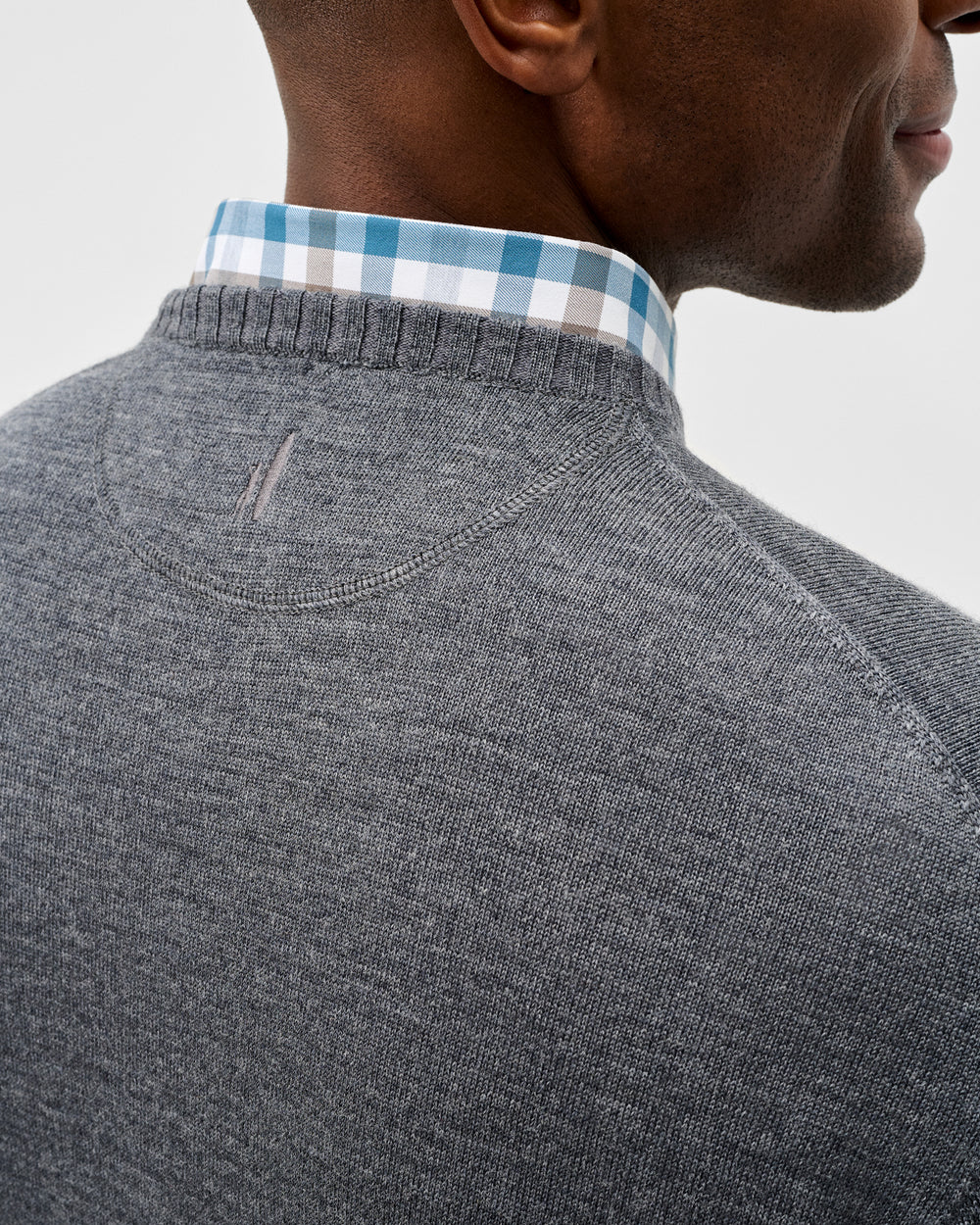Johnnie-O Ronald Merino Wool Crewneck Sweater: Shadow