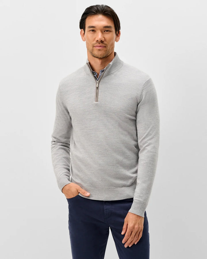 Johnnie-O Raynor Merino 1/4 Zip Sweater: Light Gray
