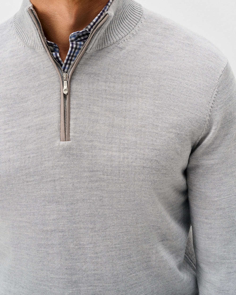 Johnnie-O Raynor Merino 1/4 Zip Sweater: Light Gray