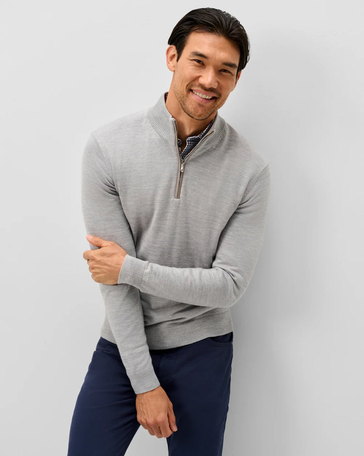 Johnnie-O Raynor Merino 1/4 Zip Sweater: Light Gray