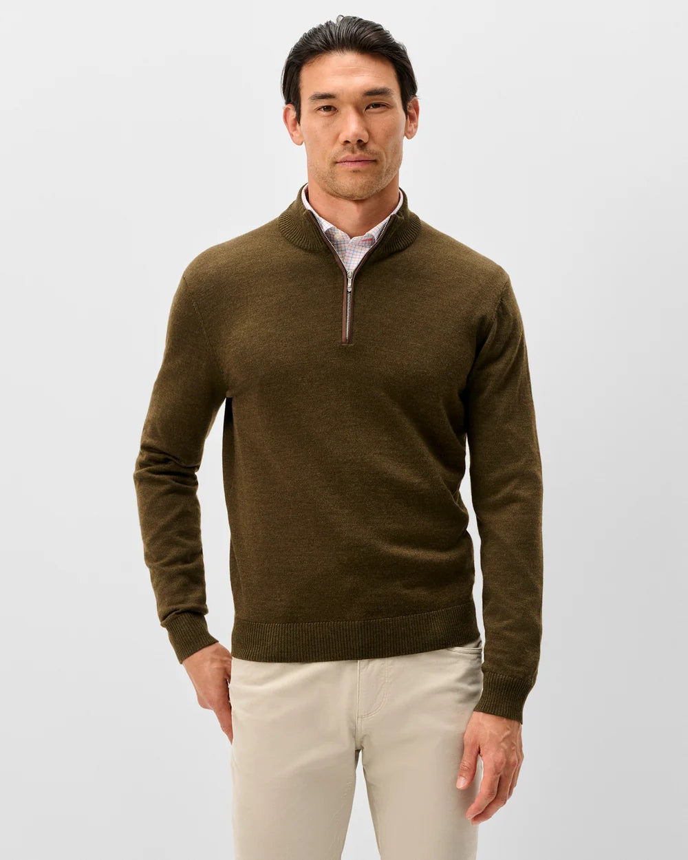 Johnnie-O Raynor Merino 1/4 Zip Sweater: Mallard