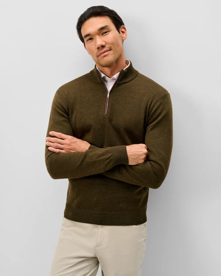 Johnnie-O Raynor Merino 1/4 Zip Sweater: Mallard