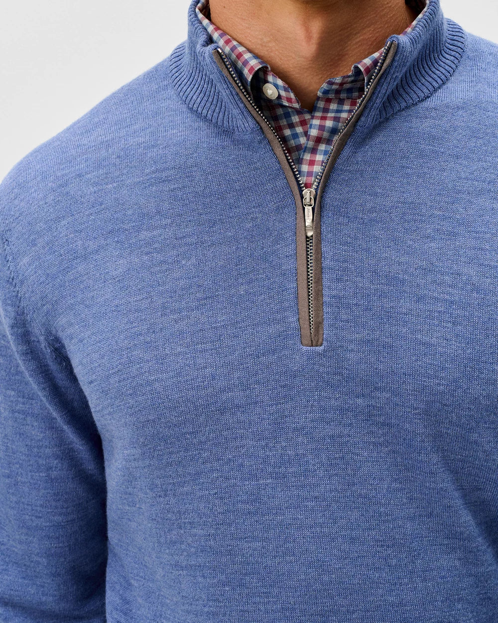 Johnnie-O Raynor Merino 1/4 Zip Sweater: Mid Blue