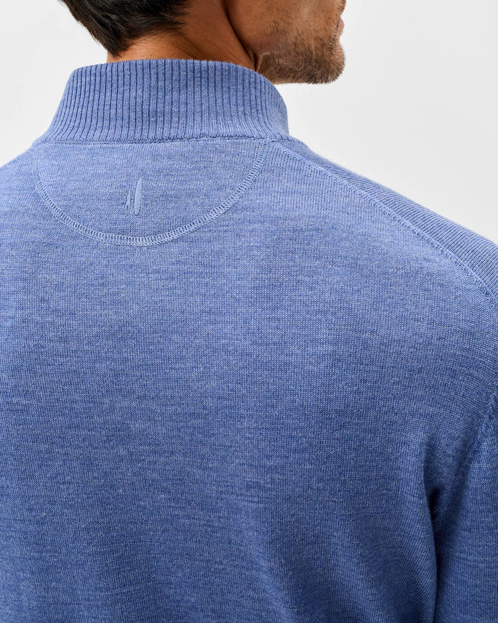 Johnnie-O Raynor Merino 1/4 Zip Sweater: Mid Blue