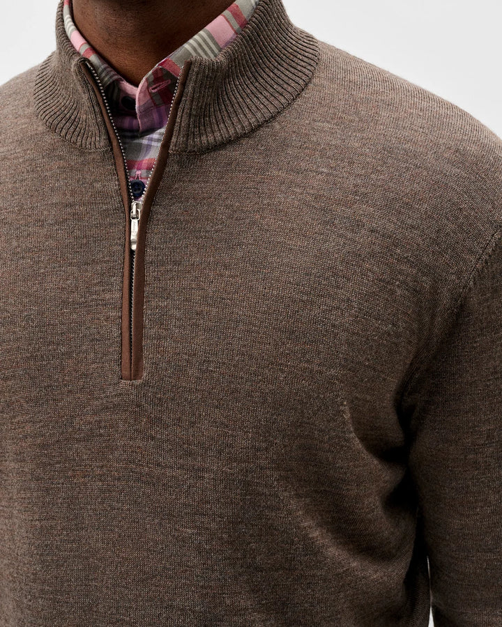Johnnie-O Raynor Merino 1/4 Zip Sweater: Mocha