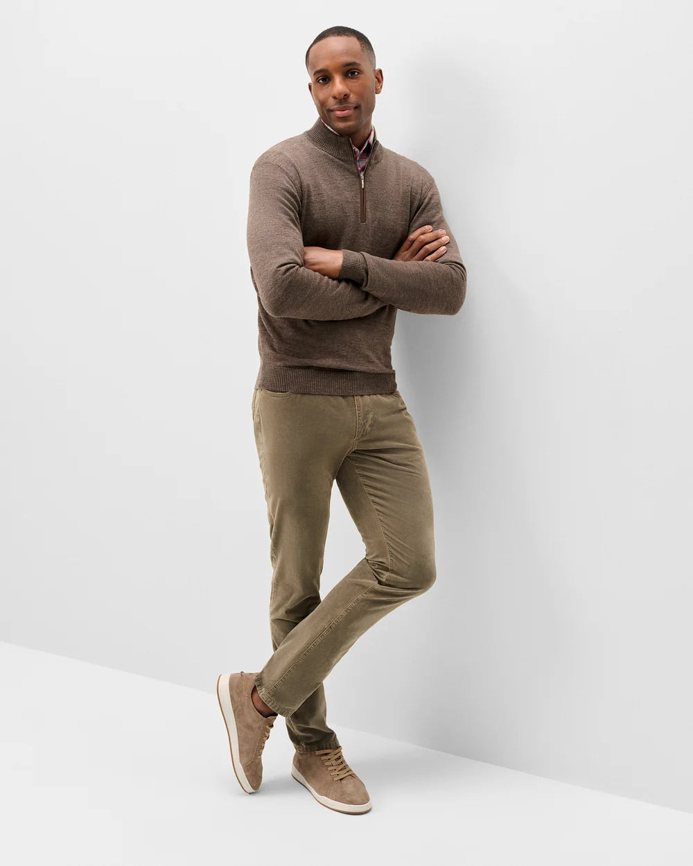 Johnnie-O Raynor Merino 1/4 Zip Sweater: Mocha