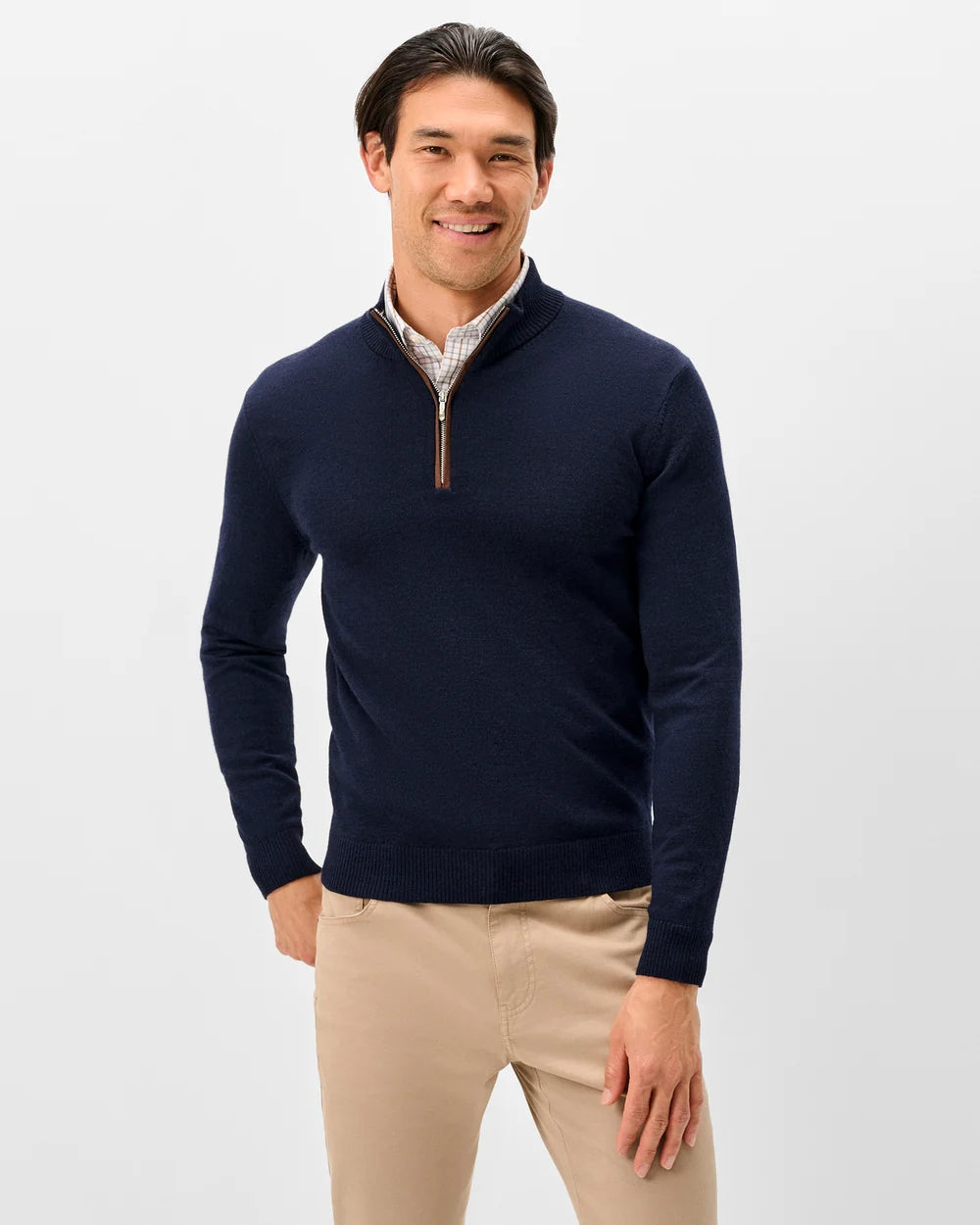 Johnnie-O Raynor Merino 1/4 Zip Sweater: Navy