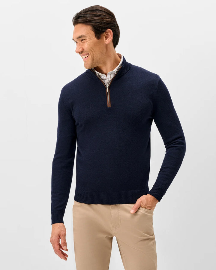 Johnnie-O Raynor Merino 1/4 Zip Sweater: Navy