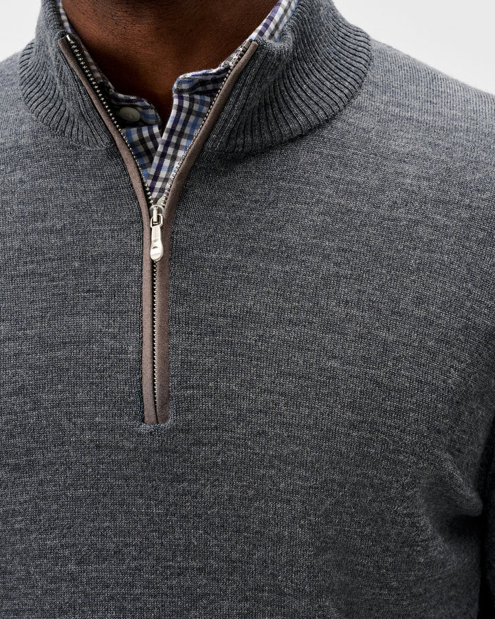 Johnnie-O Raynor Merino 1/4 Zip Sweater: Shadow