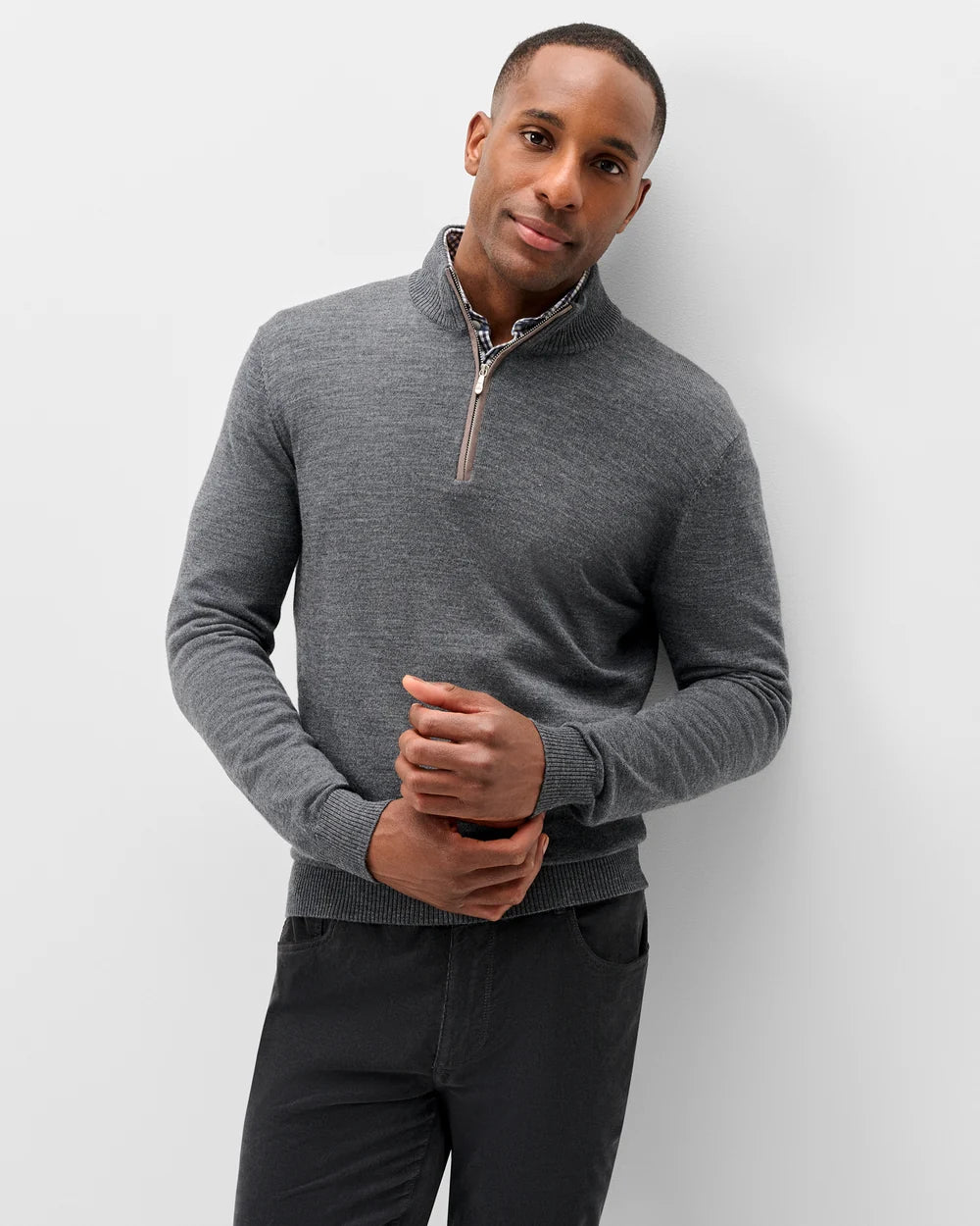 Johnnie-O Raynor Merino 1/4 Zip Sweater: Shadow