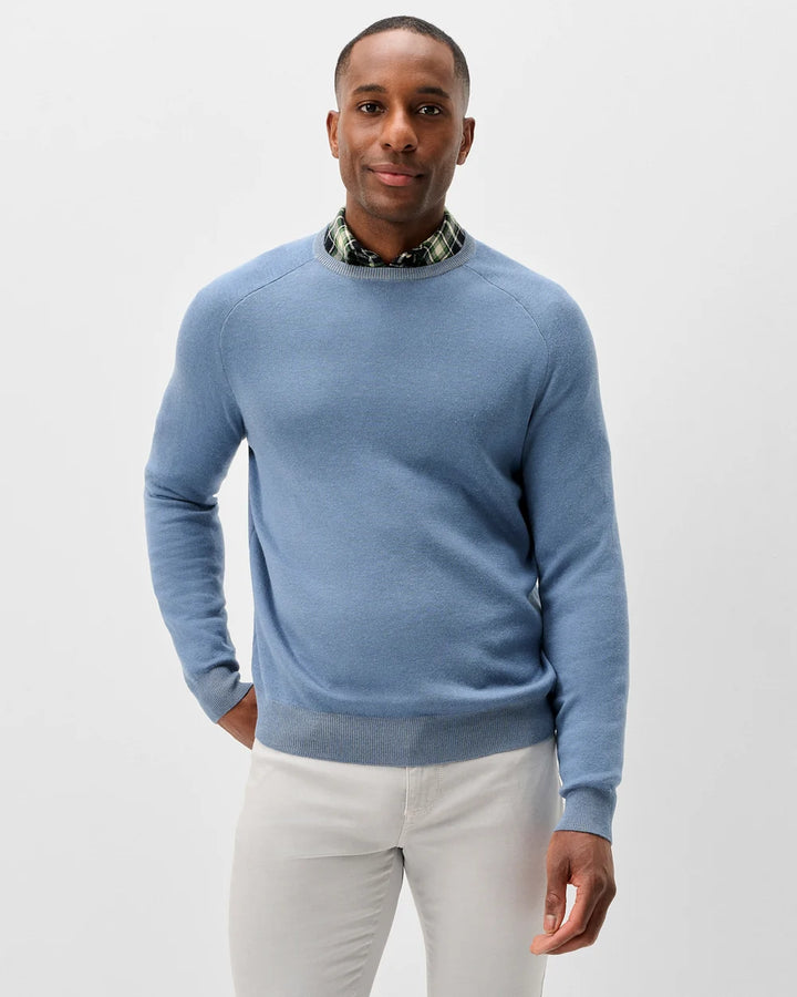 Johnnie-O Plaited Crewneck Sweater: Club Blue
