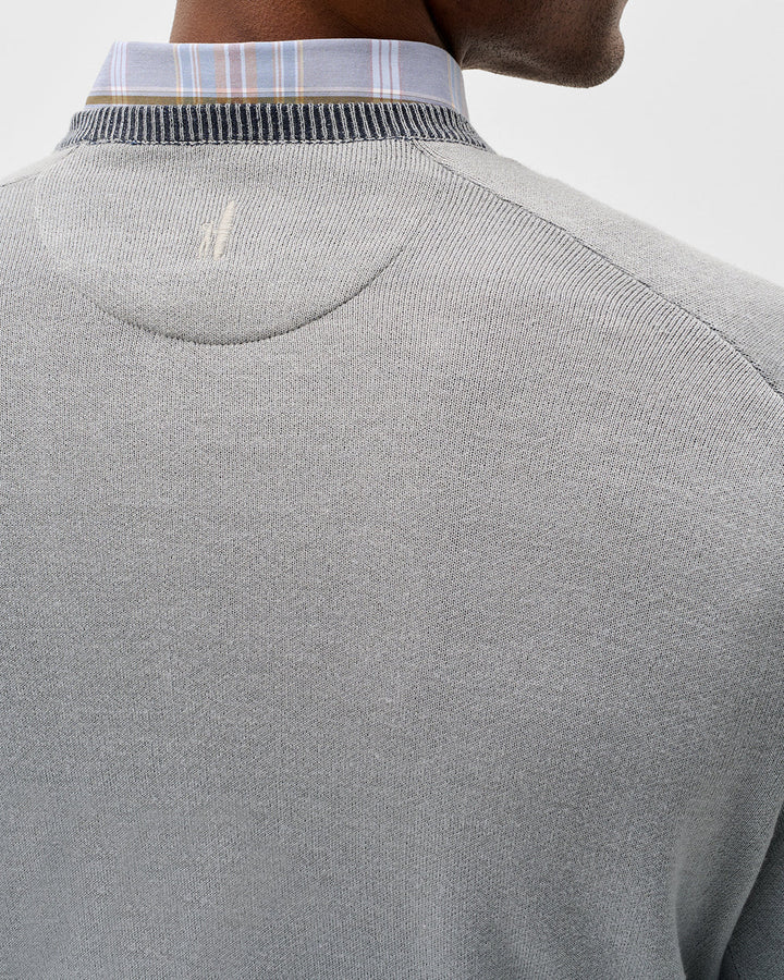Johnnie-O Plaited Crewneck Sweater: Shark