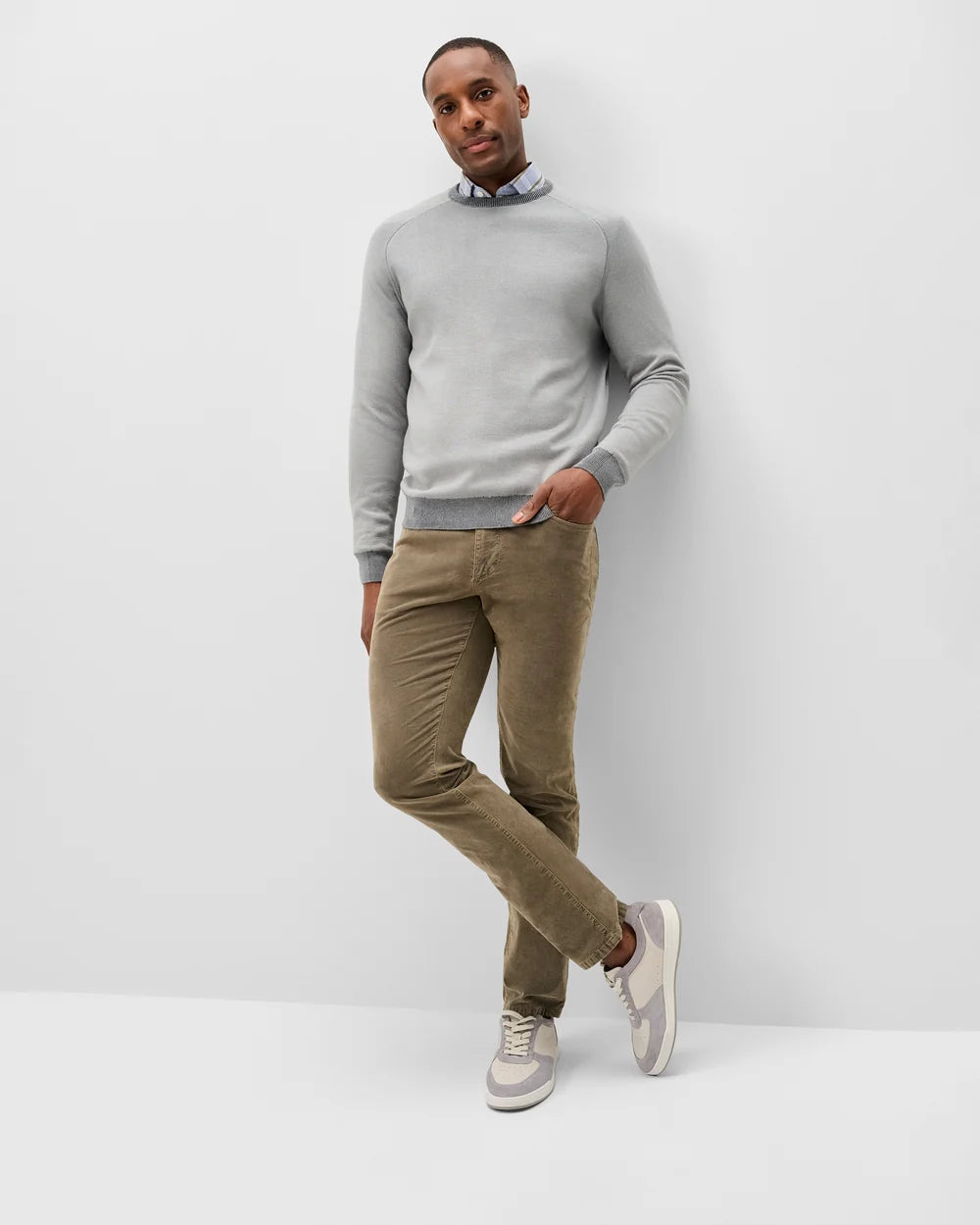 Johnnie-O Plaited Crewneck Sweater: Shark