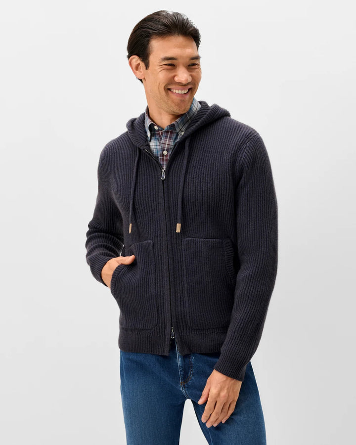 Johnnie-O Merino Yak Hooded Sweater: Navy