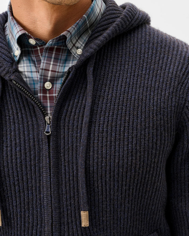 Johnnie-O Merino Yak Hooded Sweater: Navy