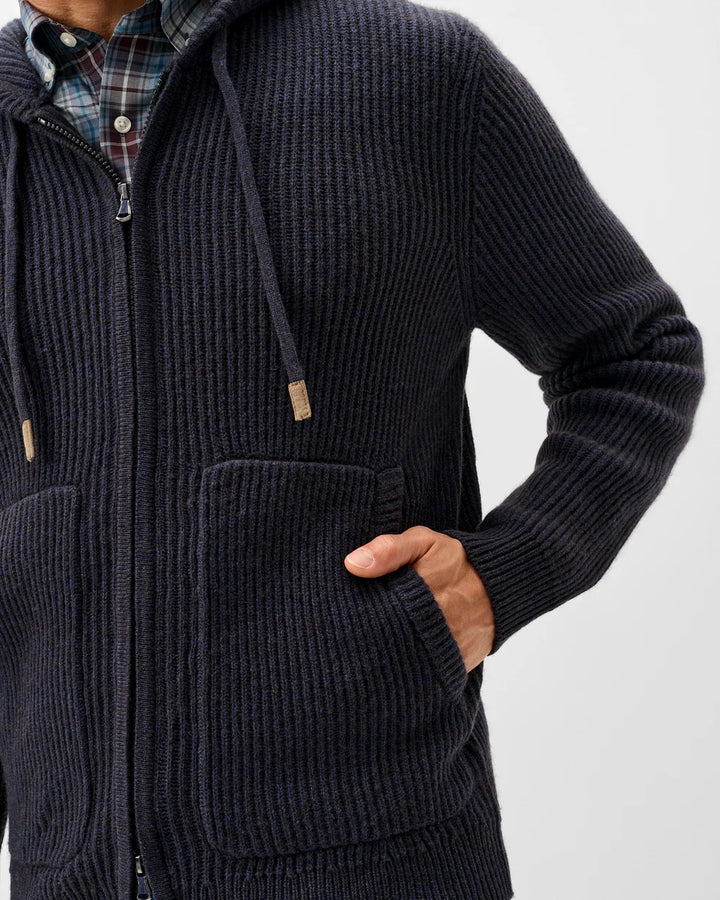 Johnnie-O Merino Yak Hooded Sweater: Navy