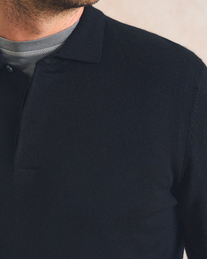 Johnnie-O Merino Blend Polo: Black