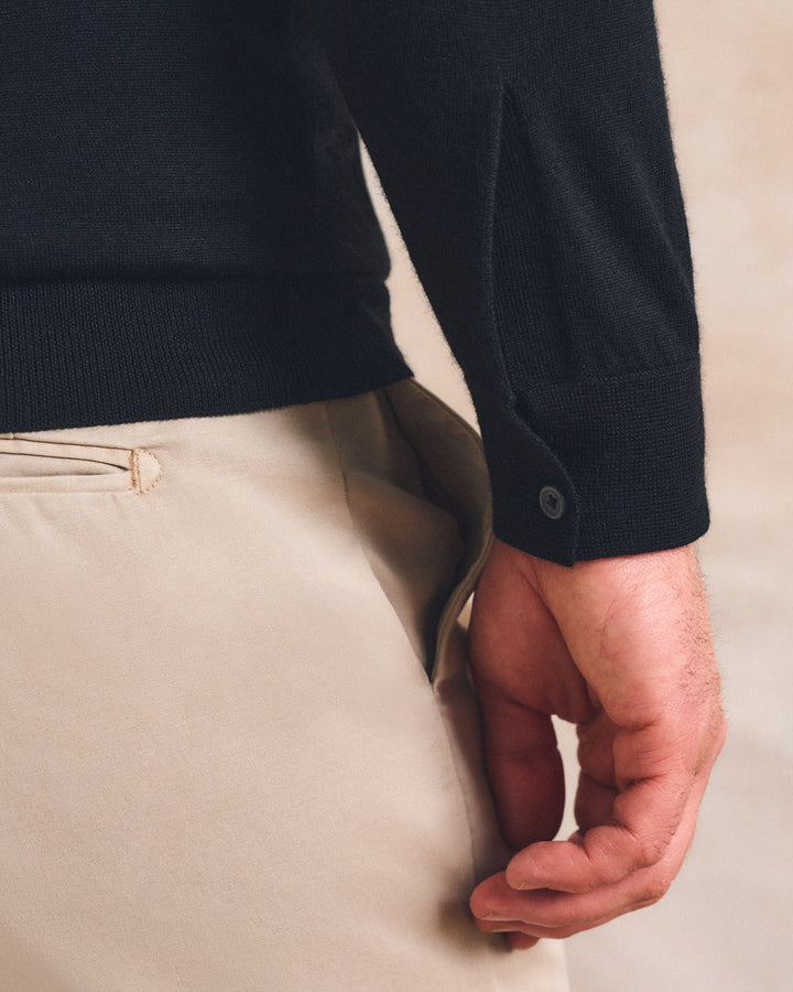 Johnnie-O Merino Blend Polo: Black