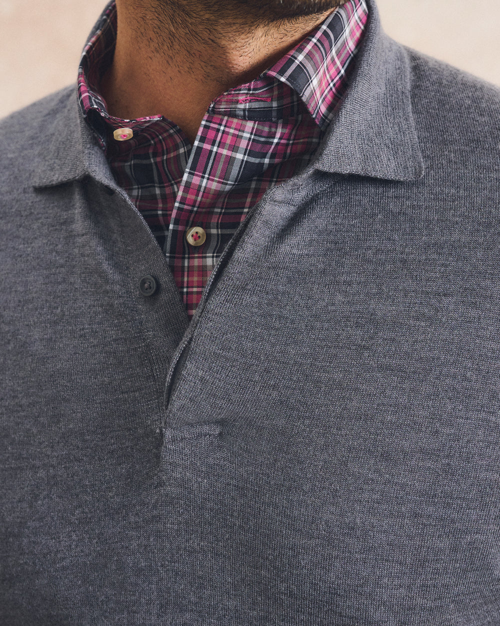 Johnnie-O Merino Blend Polo: Charcoal