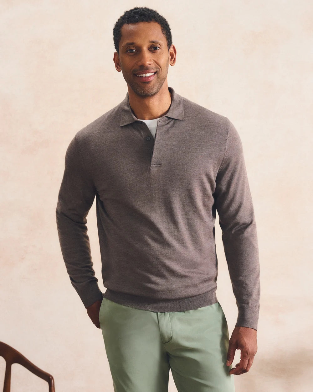 Johnnie-O Merino Blend Polo: Coffee