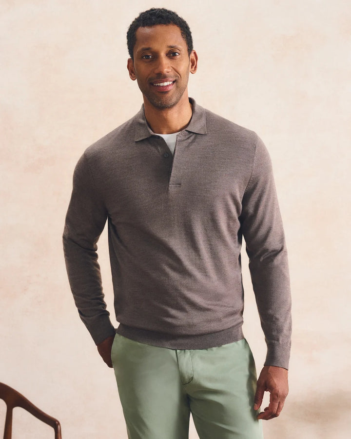 Johnnie-O Merino Blend Polo: Coffee