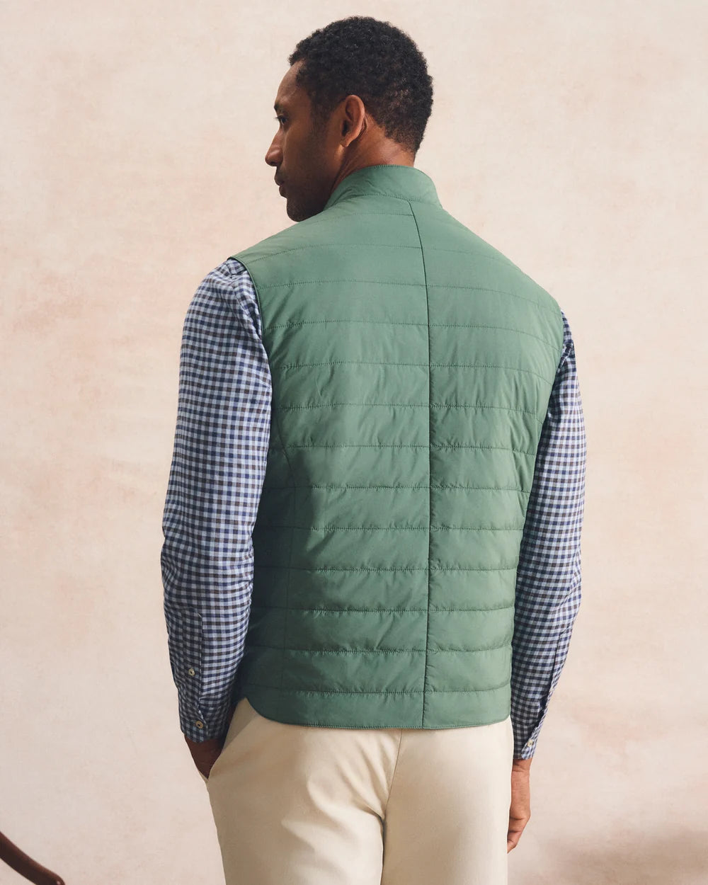 Johnnie-O Bauer Snap Front Quilted Vest: Kelp