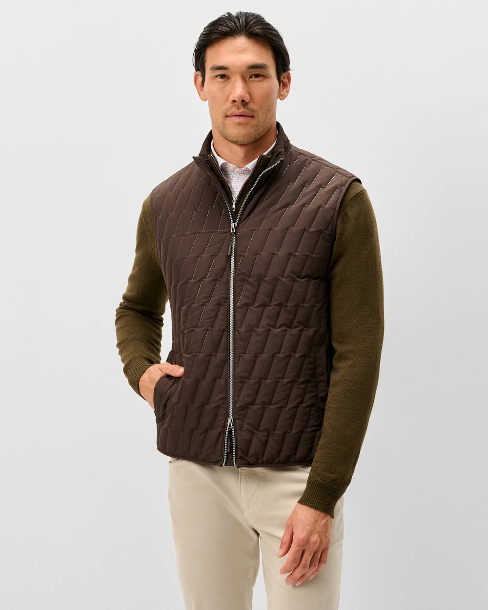 Johnnie-O Belfry Quilted Puffer Vest: Cocoa