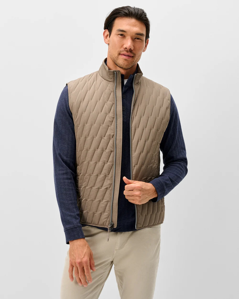 Johnnie-O Belfry Quilted Puffer Vest: Khaki