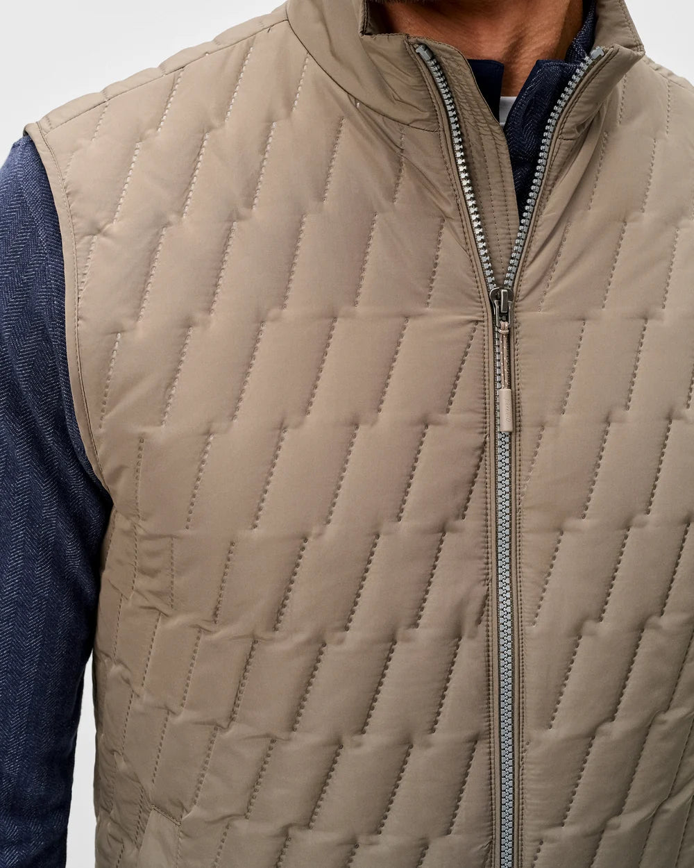 Johnnie-O Belfry Quilted Puffer Vest: Khaki