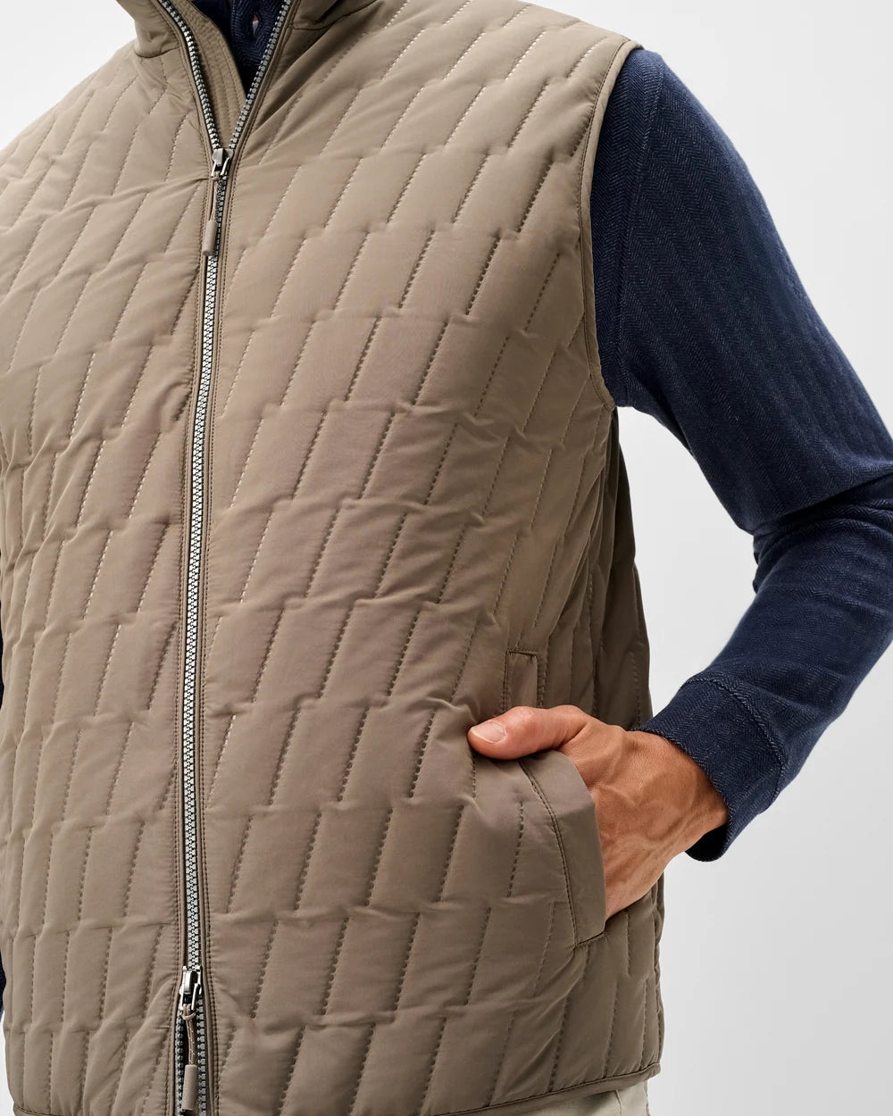 Johnnie-O Belfry Quilted Puffer Vest: Khaki