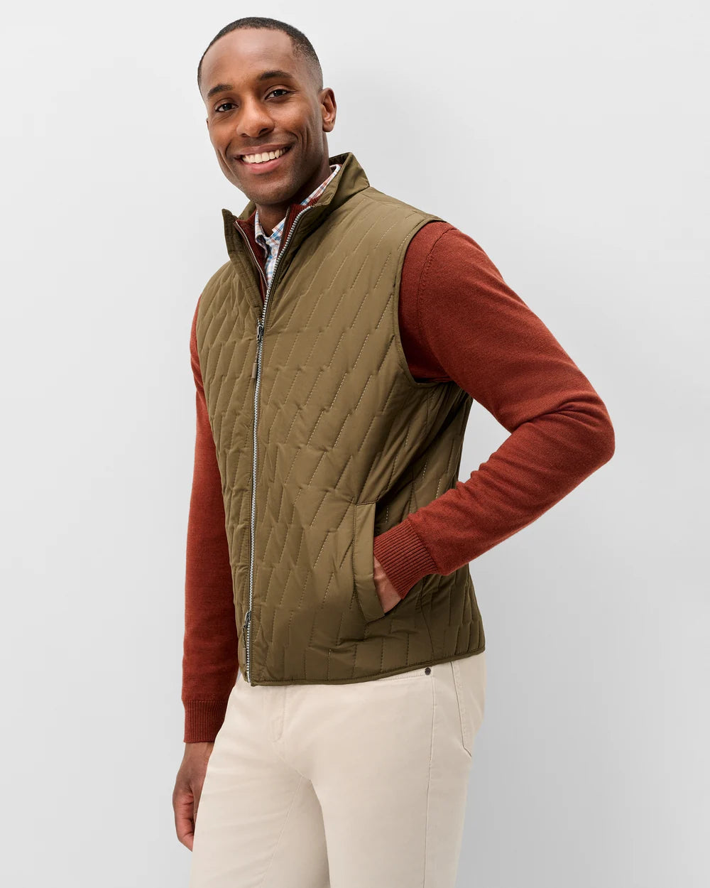 Johnnie-O Belfry Quilted Puffer Vest: Mangrove