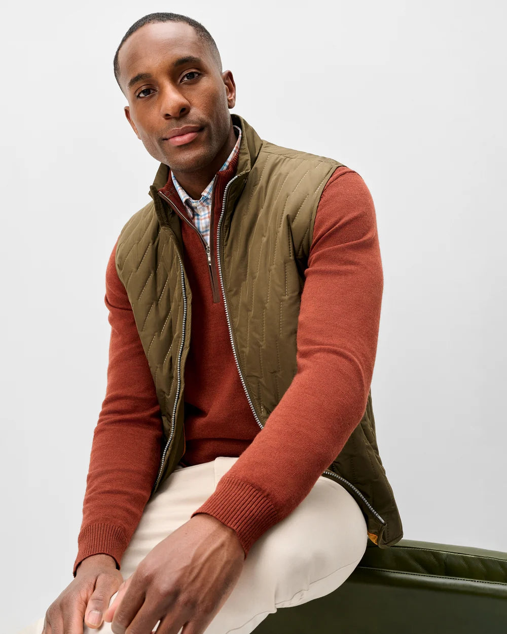 Johnnie-O Belfry Quilted Puffer Vest: Mangrove
