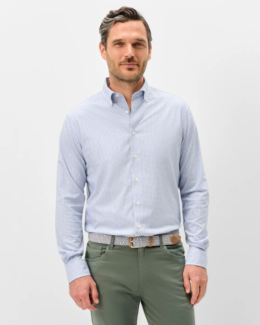 Johnnie-O Everyday Performance Button Up Shirt - Koby Mini Pane: Navy