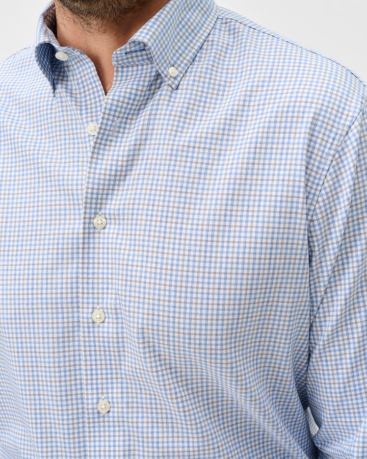 Johnnie-O Everyday Performance Button Up Shirt - Koby Mini Pane: Navy