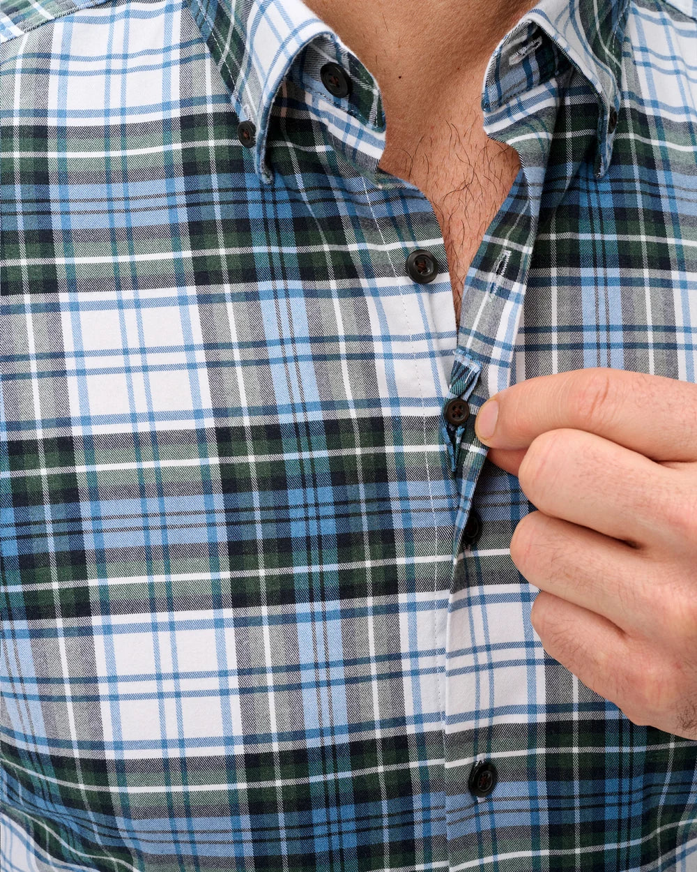 Johnnie-O Performance Flannel Button Down Shirt - Chimney Rock Tartan: Sailor