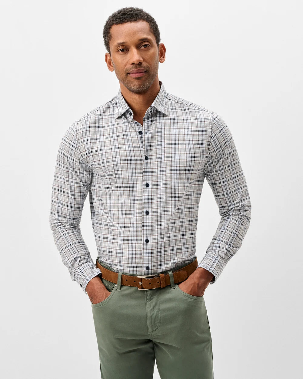 Johnnie-O Performance Flannel Button Down Shirt - Tahoe Plaid: Kona