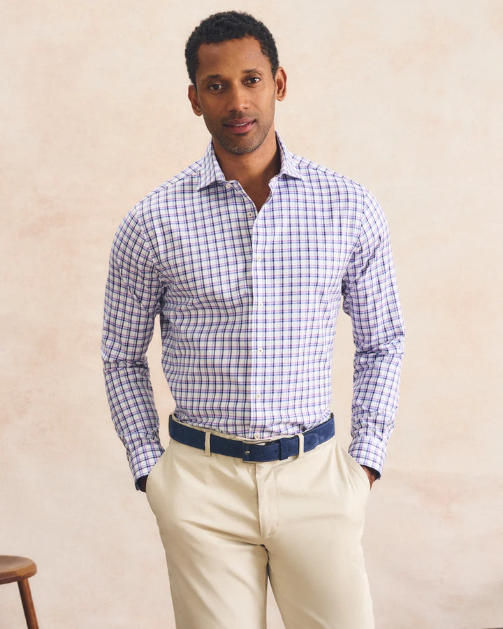 Johnnie-O Top Shelf Stretch Twill Button Down Shirt - Bipane: Violet