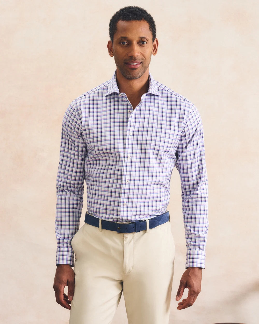 Johnnie-O Top Shelf Stretch Twill Button Down Shirt - Bipane: Violet