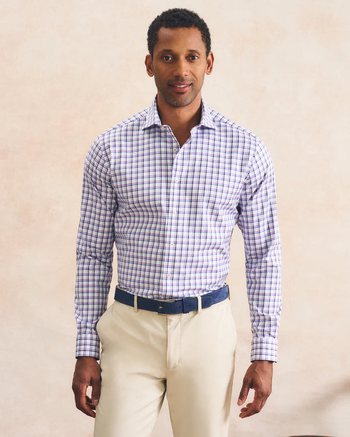 Johnnie-O Top Shelf Stretch Twill Button Down Shirt - Bipane: Violet