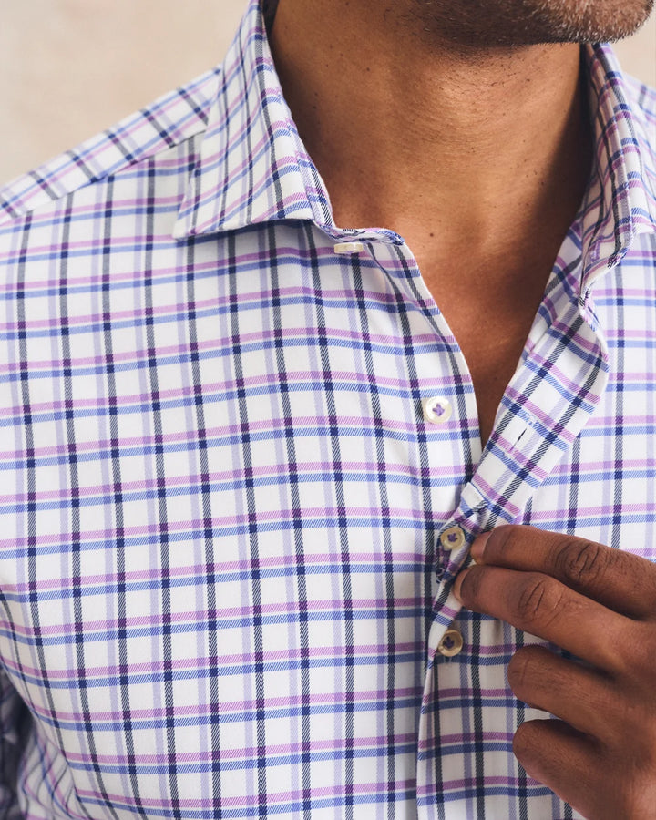 Johnnie-O Top Shelf Stretch Twill Button Down Shirt - Bipane: Violet