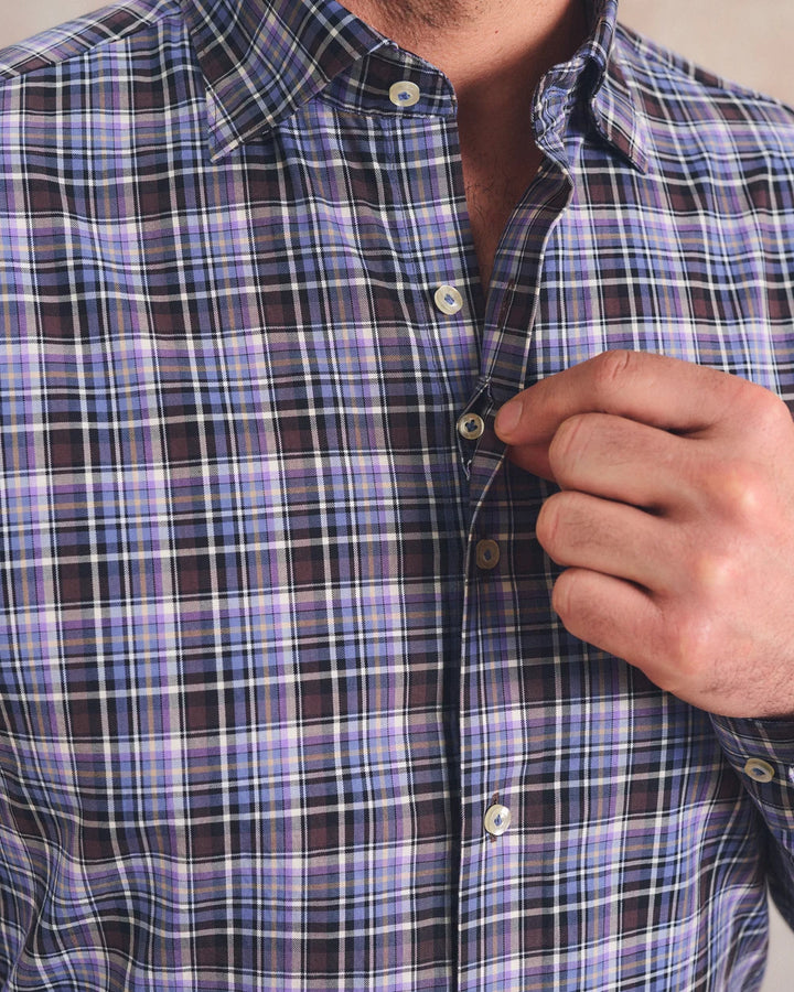 Johnnie-O Top Shelf Cotton Button Down Shirt - Merced Multi Check: Bluestone