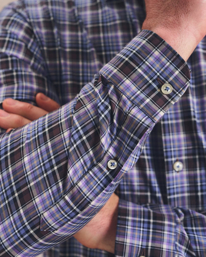 Johnnie-O Top Shelf Cotton Button Down Shirt - Merced Multi Check: Bluestone