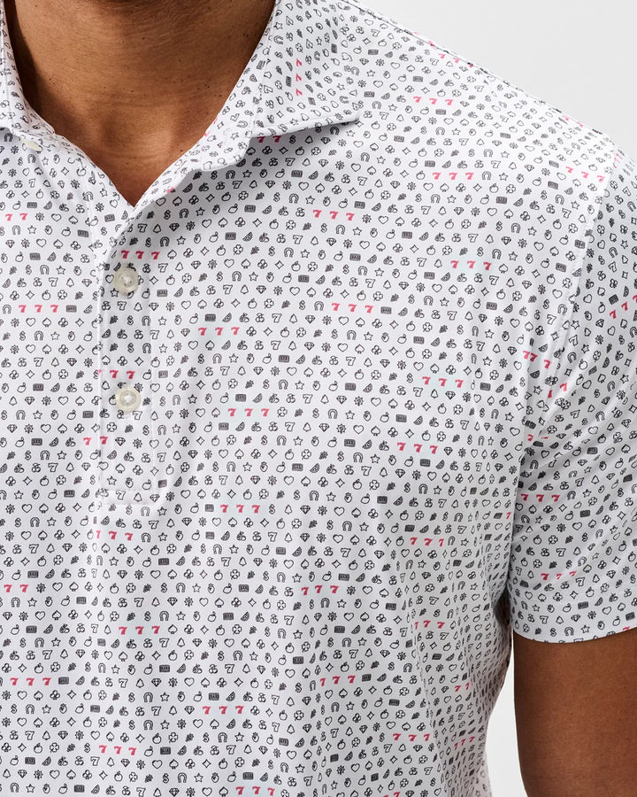 Johnnie-O Performance Featherweight Polo: Lucky 7's: White