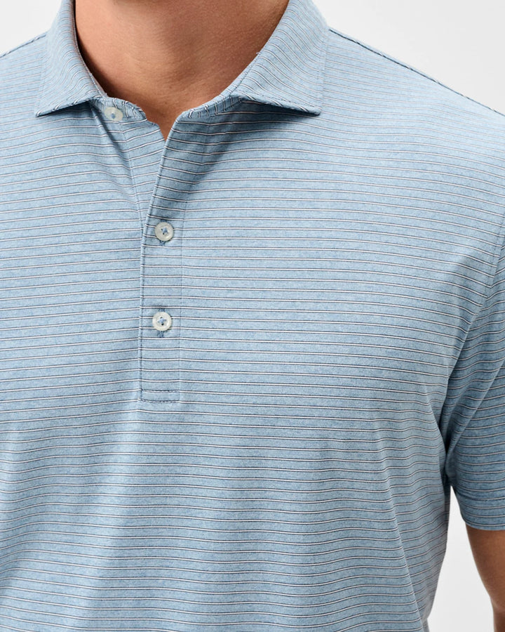 Johnnie-O Performance Jersey Polo - Michael Stripe: Carbon Navy