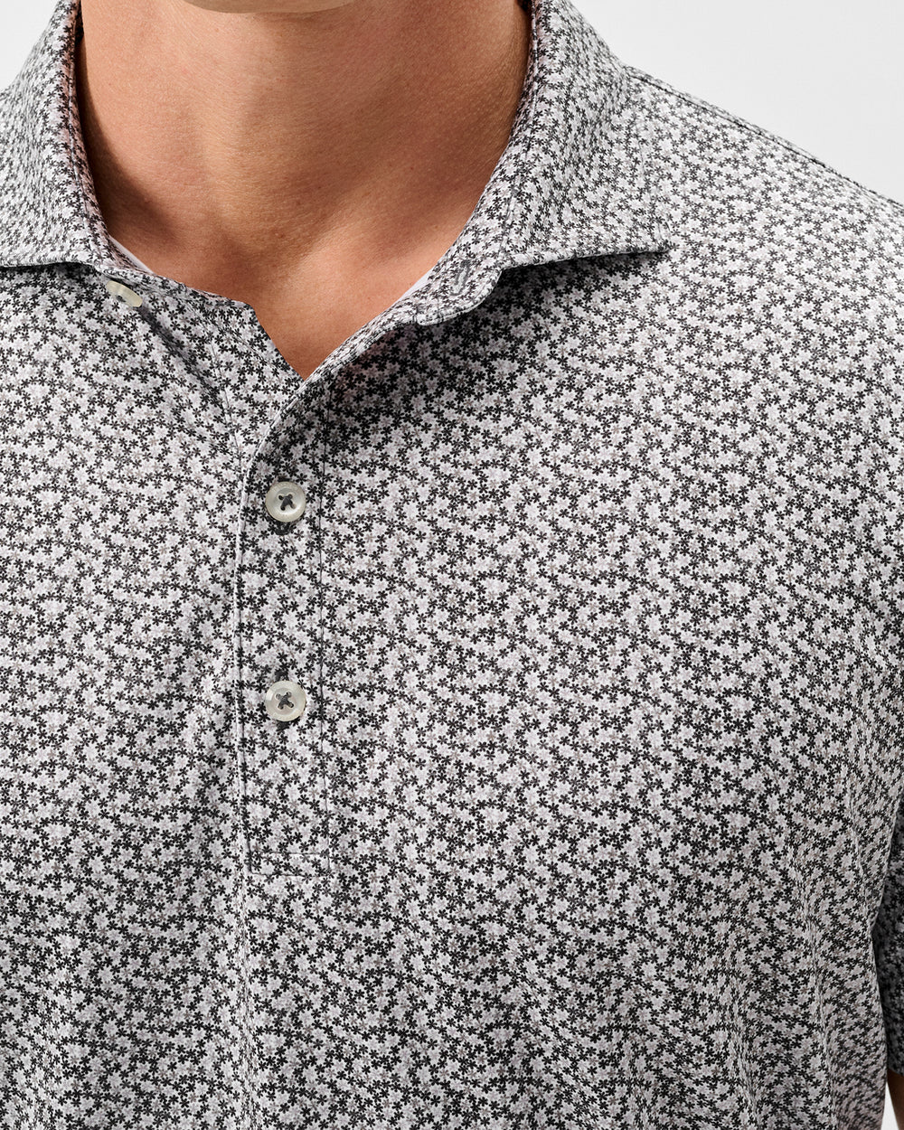 Johnnie-O Performance Featherweight Polo - Petals: Black