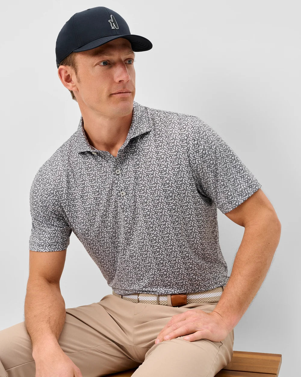 Johnnie-O Performance Featherweight Polo - Petals: Black