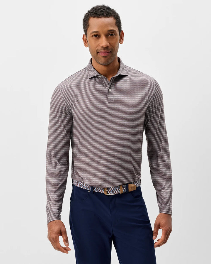 Johnnie-O Performance Featherweight Long Sleeve Polo - Track Stripe: Black