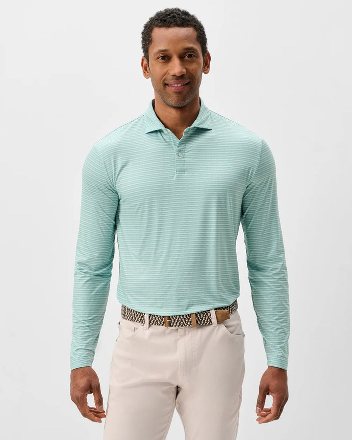 Johnnie-O Performance Featherweight Long Sleeve Polo: Track Stripe: Sublime