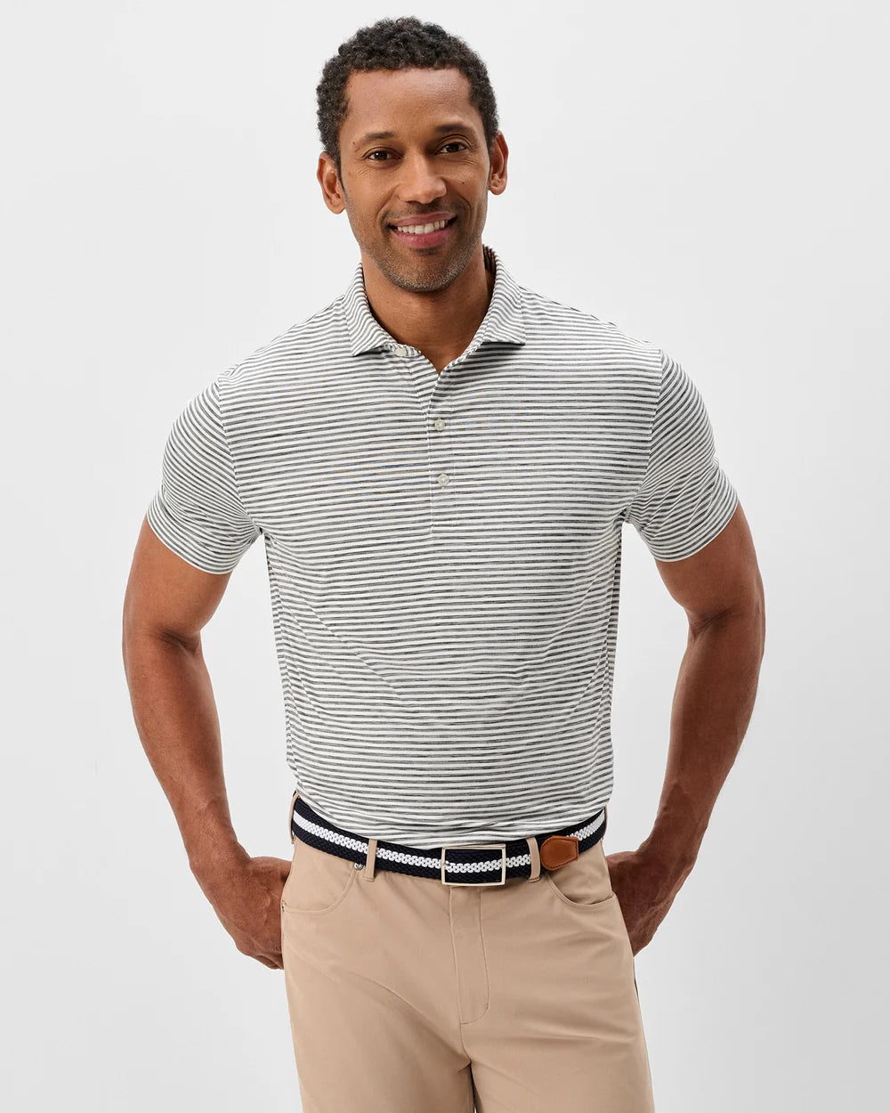 Johnnie-O Seymour Striped Polo: Black