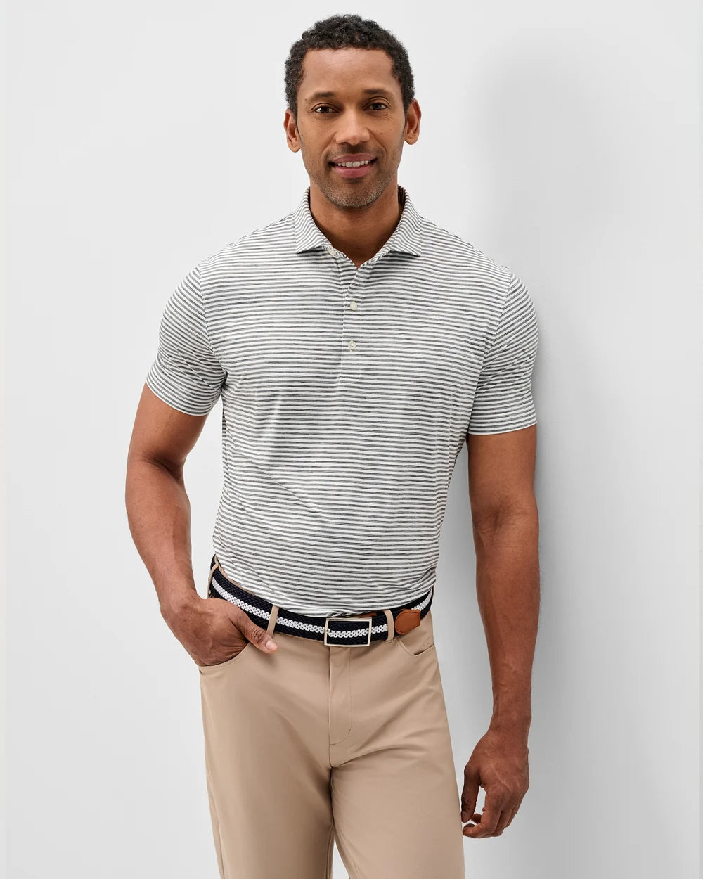 Johnnie-O Seymour Striped Polo: Black